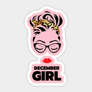 Womens December Girl Lady Face Birthday Gift Sticker